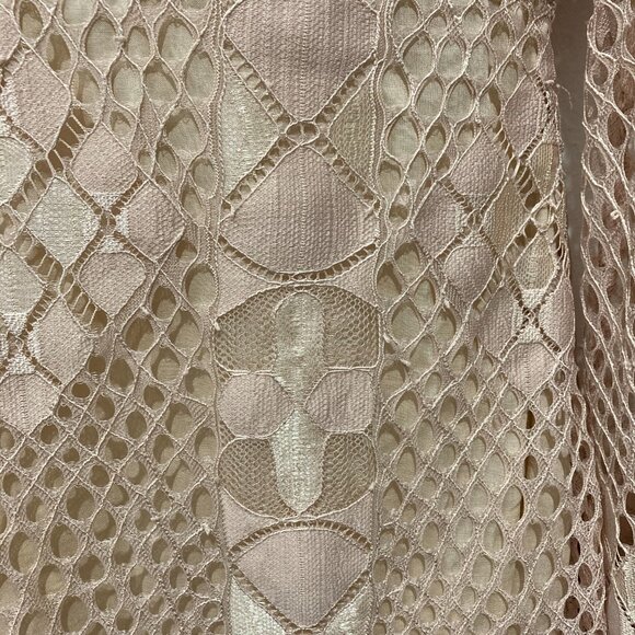 Free People Deco Lace Mini Dress Fairycore Bell Sleeve Ivory Combo Lined Size 4 - Picture 11 of 12